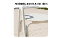 Long Backless Stool Indoor & Exteriordoor Wavy Seat Bench Creamy Look Minimalist Aesthetic for Families, Business Owners