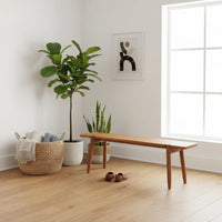 Multifunctional Cherry Wood End-of-Bed Bench Rounded Corners Solid Wood Bench Rectangular Wooden Stool for Bedroom, Entryway, Living Room