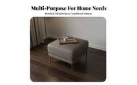 Genuine Leather Long Tufted Ottoman Italian Luxury aesthetic Footstool Multi-Functional Upholstered Bench adaptable Use for Interior Decorators, Homeowners, Families, Living Room, Walk-in Closet, Entryway, Hallway