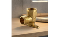 Shiny Wall-Mount Elbow Fitting Gold-Toned Brass Elbow Fitting Compact Corrosion-Resistant