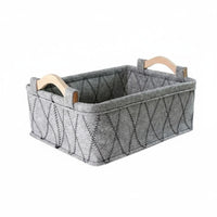 Japanese and aesthetic fabric organizer with Wood Handles adaptable foldable fabric Tote adaptable Organizer container Portable for creamice Workers, Students, Parents, Bedroom, Living Room, Nursery, Changing Table