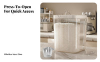 Rice Storage Container Humidity-Resistant Airtight Grain Dispenser Quick-Touch Open Sealed Flour Bin for Kitchen Countertop