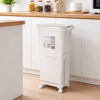 Slim Trash Can Dust Box 45L Double Layer Sorting For Kitchen White