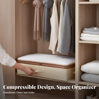Compressible Clothes Box Side Handles Foldable Fabric Box Double closure