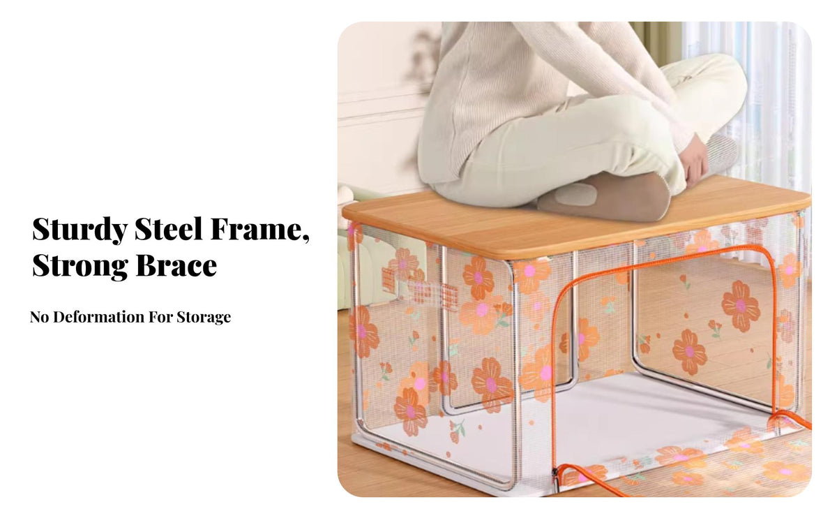Large Capacity Transparent fastenered Storage Box Clear view panel fastenered Clothing Bag Space Saving Closet Organizer Foldable Design for Students, homeowners, Bedroom, Moving, Under Bed, Dorm Room