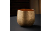 Vase with Hammered Finish Gold Aluminum Vase Textured Vessel for Homeowners, Decorators, Tabletop, Living Room, Entryway