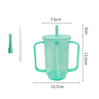 Handled Nursing Cup Translucent Straw Cup Covered Lid Infant Drinkware for Infants, Young Children