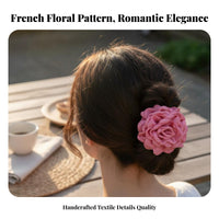 Rose Flower Hair Claw French Design Rose Hair Barrette Elegant Design Large Flower Jaw Clip for Women, Young Adults, Daily Wear, Weddings, Photoshoots