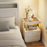 Large Capacity Storage 2-Drawer Nightstand with Accessible Shelf No Assembly Required Nightstand with Power Outlets USB Charging Port Bedside Table Built-in Light for Homeowners, Students, Adults, Bedroom, Guest Room, Lounge Area