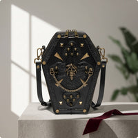 Crossbody Bag with Shoulder Strap Punk Gothic Purse with Skull Eye-Catching Casket Bag for Concerts