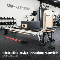 Pilates Reformer Adjustable Resistance Pilates Reformer Machine Wear-Resistant Leather Core Training Bed for Gym Owners, Beginners, Home