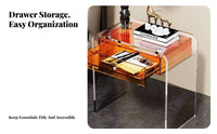 Modern and design C-Shaped Table with periodical compartment Transparent Design Nightstand Space-Saving Home Furnishing single-Piece Molding for Apartment Dwellers, homeowners, Students, Bedroom, Small areas, Living Room, Office