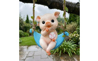 Pig Swing Ornament Rope Hanger Resin Pig Swing Statue Cute Glossy for Garden, Porch