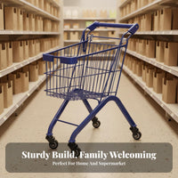 Thickened Frame Kids Metal Shopping Cart Baked Paint Finish Kids Shopping Cart Long-Lasting Toddler Grocery Trolley Heavy Duty for Toddlers, Children, Preschoolers, Playroom, Retail Shop, Home