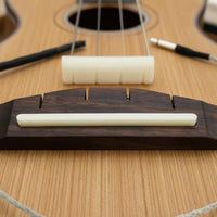 ABS Ukulele Bridge Set Braided Lead Ukulele Saddle Nut Kit Metal Plug Replacement Hardware Dark Brown