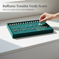 Dark Green Velvet Jewelry Display Tray for Necklaces, Rings, Bracelets, Earrings, and Pendants