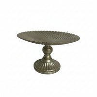Embossed Pedestal Tray with Fluted Surface Vintage-Inspired Metal Pedestal Tray Tabletop Lightweight for Home Decorators, Wedding Planners, Table Setting, Hotel Decor