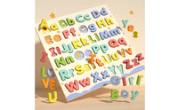Wooden Alphabet Puzzle Interactive Alphabet Board with 3D Letters Educational Toy Tactile Game Smooth for Preschoolers
