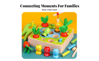 Made from Wood Fishing Carrot Harvest Game Develops Fine Movement Skills Fishing Game Interactive Play 3 in 1 Wooden Activity Toy Hand-Eye Coordination for Toddlers, Preschoolers, Daycare, Playroom