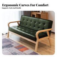 Retro Aesthetic Tufted Bentwood Couch Compact Design Button-Tufted 2-Seater High-Density Foam Cushion Sofa Curved Wooden Armrests for Cafe Owners, Apartment Dwellers, Small Areas, Office, Reception Area, Bedroom