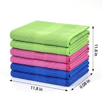 Weave Microfibre Cloth Tea Towels, Highly Absorbent Microfibre Cloth for Glass and Dishes, Reusable Cleaning Tool with Locked Border