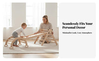 3 Pieces Wooden Climbing Playset Solid Wood Construction Child-Centered Climbing Playset Multi-Functional Child-Centered Climber Set for Indoor, Home