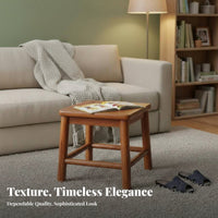 Hardwood Wood Construction Square Wooden Stool Mortise and Tenon Joinery Four-Legged Square Pedestal Traditional Design Household Furniture Multi-Purpose for Children, Families, Living Room, Entryway, Under the Sofa, Bedroom