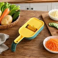 Vegetable slicer stainless steel blades, mandoline vegetable slicer with 5 blades, onion chopper with container, 10.5x29.5cm for salads