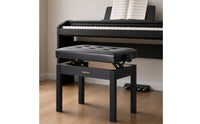 Tufted Adjustable Piano Bench Cushioned Piano Stool with Padded Seat Sturdy Keyboard Bench Stable for Pianists, Guzheng Players, Studios, Stages