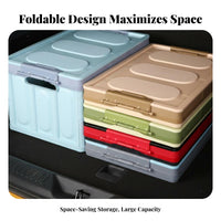 Multiple Compartments Foldable Multi-Compartment Box Large Capacity foldable storage carrier Container sturdy Trunk Organizer Reinforced Handles for auto Owners, Families, Commuters, Vehicle Interior, Shopping journeys, Camping