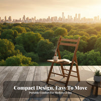 Space-Saving Bamboo Backrest Chair Simple Design Foldable Dining Chair Long-Lasting Collapsible Wooden Seat Sturdy for Homeowners, Students, Seniors, Living Room, Balcony, Kitchen, Office