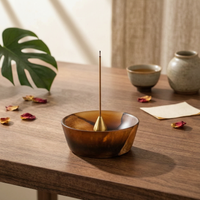 Incense Burner Sticks Holder Glossy Incense Burner Sticks Holder with Small Tray for Home Decor