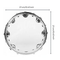Double Row Chime Tambourine Crisp Sound 10 Inch Tambourine Frame Tunable Hand Percussion Drum for, Live Performance, Classroom