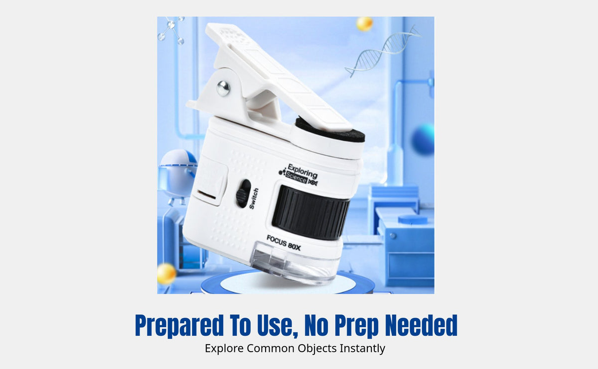 Portable Kids Microscope, High Resolution, with Phone Holder, Mini Science Educational Toy, 80X Magnification, Student Lab Tool