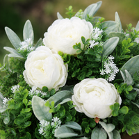 Spring Wreath for Front Door, 50cm Peony Decorative Wreath, Artificial Floral Wreath, White Flower Wreath for Indoor Use