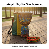 Djembe Tuning Patterned Djembe Lightweight Hand Drum for Beginners, Music Students, Musical Performances, in-Person Performance