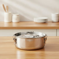 Universal Steaming Pot with Locking Clasps Slimline Stainless Steel Steamer Insert Compact Steamer Basket with Lid Dishwasher Safe for Stockpot