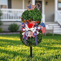 Red White Blue Patriotic Topiary Festive Stake-Mounted Garden Topiary Decorative Accents Patriotic Yard Decoration Low Maintenance for Porch