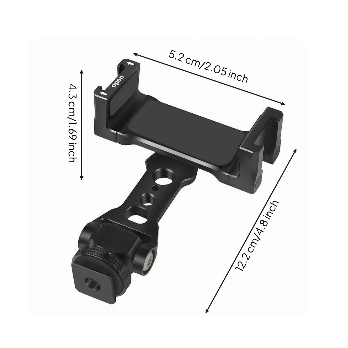 Smartphone Clamp Mount Threaded Base Adjustable Phone Clamp Rubber Padded Live Broadcasting Phone Holder for Filming