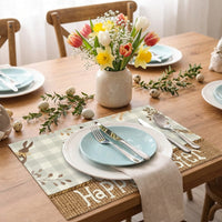 Eucalyptus Eggs Easter Placemats Set of 4, 12x18 Inch Spring Seasonal Table Mats Easter Placemat Decorative Easter Bunny for Party Kitchen Dining Decoration