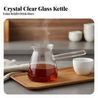 Heat Resistant Side Handle Glass Coffee Pot Transparent Design Turkish Design Coffee Server Multifunctional for Adults, Cafe, Kitchen