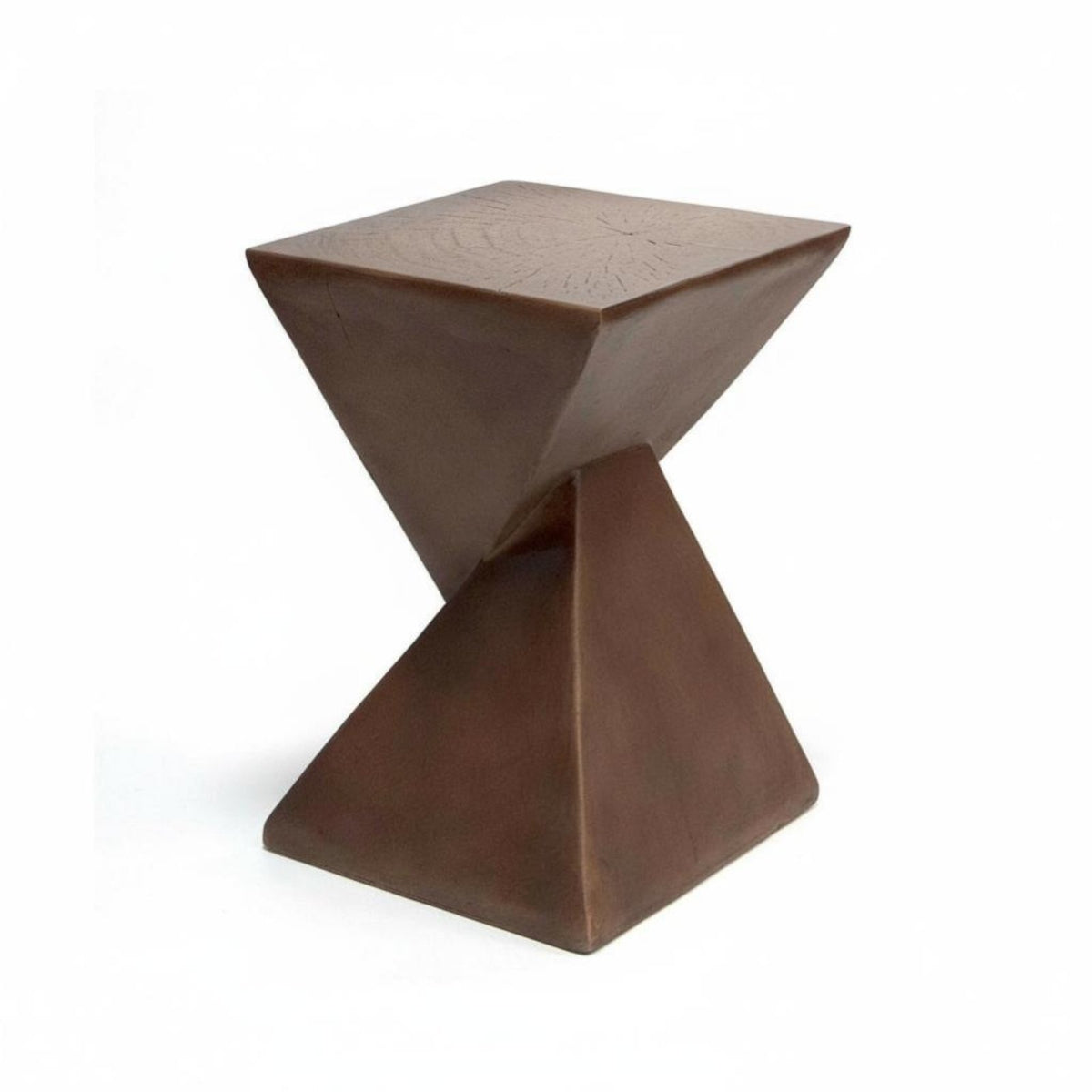 Wabi-Sabi Aesthetic Twisted Geometric Table Minimalist Design Twisted Pedestal Table Distressed Finish Nightstand Easy Assembly for Design Enthusiasts, Interior Designers, Living Room, Bedroom, Lobby, Reading Nook