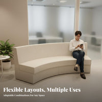 curved Shape Curved interchangeable Bench Flexible Combination Reception Seating Modern Aesthetic Lounge Sofa long-lasting Upholstery for Interior Designers, Office Managers, Business Owners, Lobby, Waiting Room, Shopping Mall