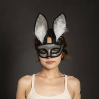 Hare Face Covering with Feathers Glittery Hare Face Covering with Long Ears Universal Fit for Cosplayers, Cosplay