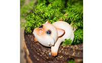 Clinging Pose Hanging Cat Figurine Raised Tail Cat Planter Hugger Textured Flower Pot Edge Ornament Resin for Flowerpots, Aquarium Tanks, Gardens, Courtyards