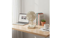 Retro Desktop Fan Small-Sized Design Type-C Battery-Powered Fan Adjustable Speed Motorless Engine for Dorm Room, Travel