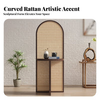 Freestanding Woven divider with Shelves Japanese-Inspired Design Freestanding shelf unified Divider Minimalist look and feel Space Separator for Living Room