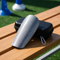 Carbon Fiber Shin Guards EVA Foam Backed Shin Guards with Carrying Case Hard Shell for Adults
