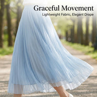 Skirt for Girls and Women with High Waist Design, Elegant Pleated Midi for in Breathable Mesh Material for Summer Wear