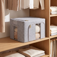 Clothes Organizer with Window Space-Saving Foldable Storage Box Textile Storage Bin Large Capacity Sturdy for Students, Closet